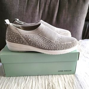 NIB JENN ARDOR Womens Slip Ons  Mesh Knit Sparkle Casual gray 7.5